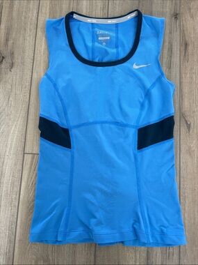 Nike Tennis Vintage Blue Sleeveless Athletic Tank with Black Accents